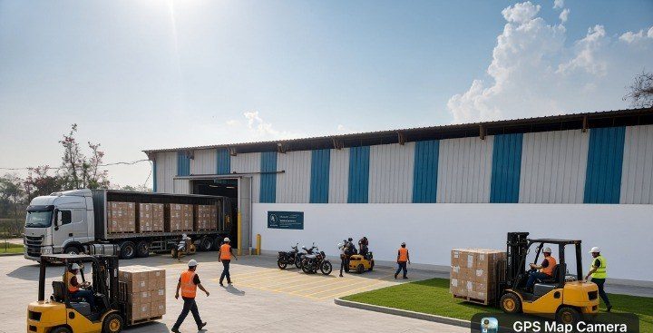 Warehouse operations with staff in safety gear at Tanda facility